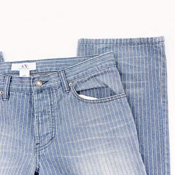 AX Armani Exchange Pinstripe Faded Denim Jeans Straight SZ32 - Picture 8 of 8